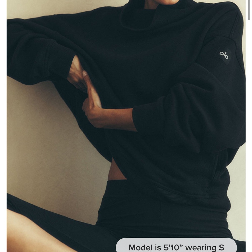 Alo Black Hazy Mock Neck Pullover Sweatshirt